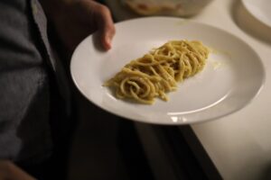 Pre-plating carbonara